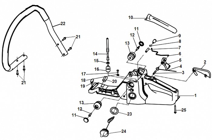 3 БАК - АМОРТИЗАТОР - ПРОБКА БЕНЗОПИЛА CHAMPION 254-18