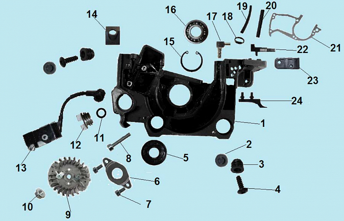 5 МАХОВИК - МАГНЕТО - КАРТЕР БЕНЗОПИЛА CHAMPION 362-18