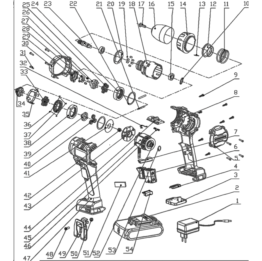 Бесщеточная дрель-шуруповерт, 2 АКБ (2 Ач), в кейсе CDB-200-2